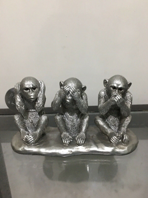 Leonardo Collection Sale Reflections Silver 3 Three Wise Monkeys No Hear No See No Speak Ornament