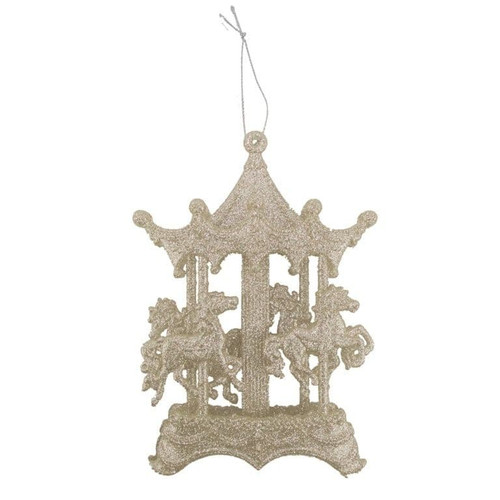 Glitter Carousel Tree Decoration Champagne 16cm