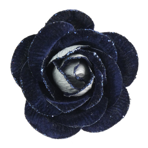 Velvet Clip Rose Navy 15cm