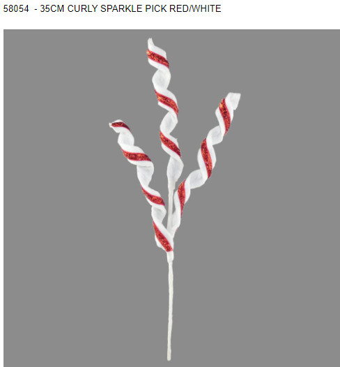 Curly Sparkle Pick Red and White 35cm