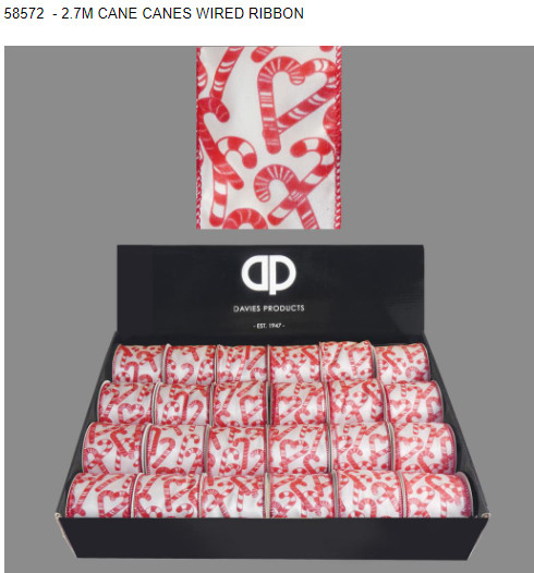 Candy Canes Wired Ribbon 2.7m