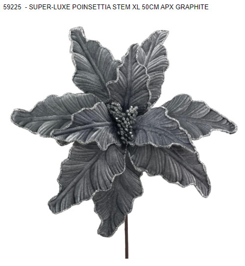 Luxury Poinsettia Stem Graphite XL 50cm