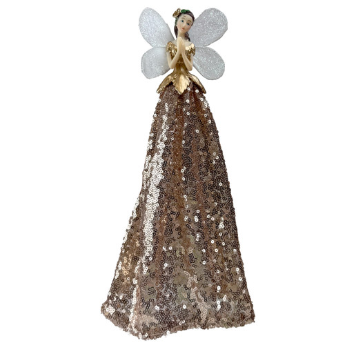 Sequin Angel Tree Topper Gold 28cm