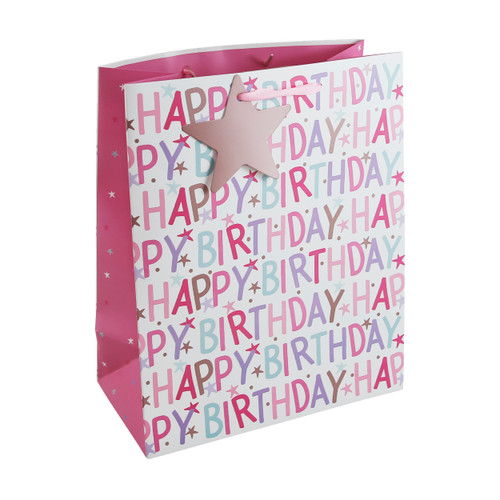 Pink Birthday Text Large Bag