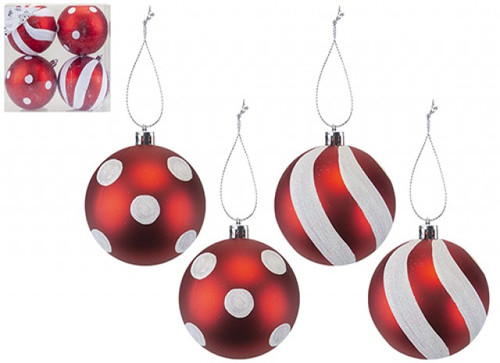 Candy Cane Baubles 4x90mm
