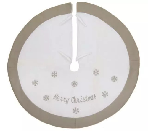Christmas Tree Skirt White and Grey 90cm