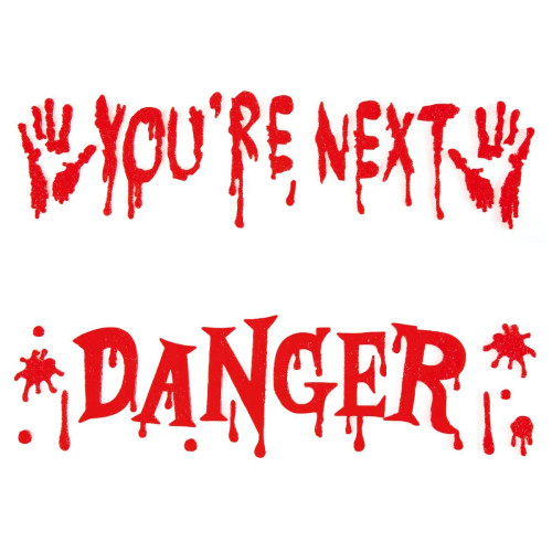 Halloween Blood Dripping Window Gel 13x48cm Choice of Danger or Youre Next