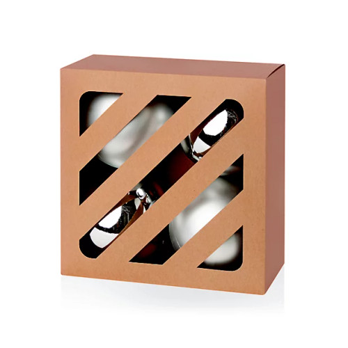 100mm Shiny Shatterproof Bauble Pk4 Silver