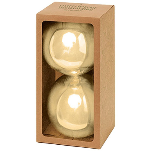 150mm Shiny Shatterproof Bauble Pk2 Champagne Gold