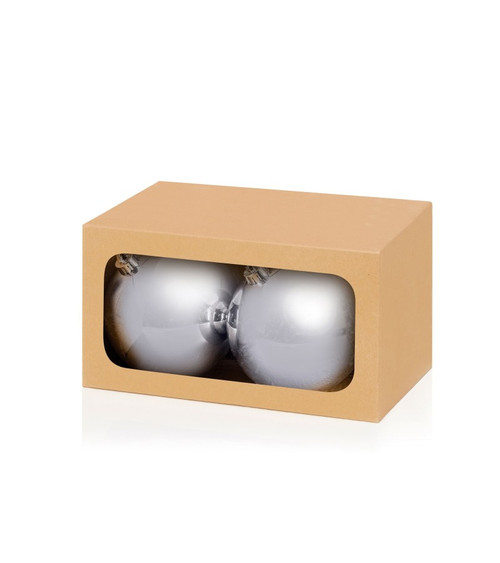 150mm Shiny Shatterproof Bauble Pk2 Silver