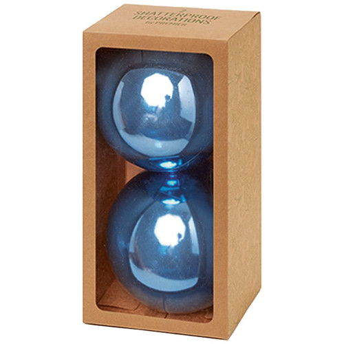 150mm Shiny Shatterproof Bauble Pk2 Cornflower Blue