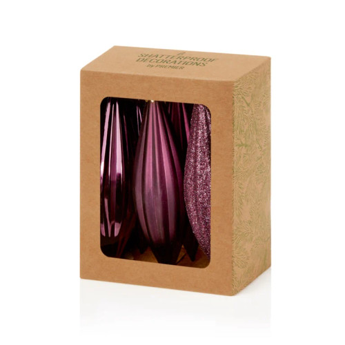 11cm Drop Bauble Pk6 Plum