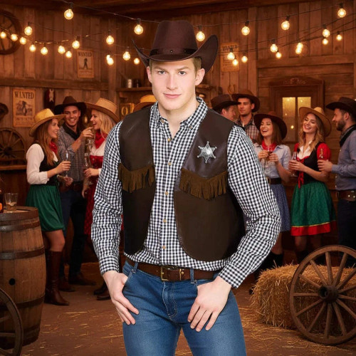 Cowboy Sheriff Waistcoat Dark Brown