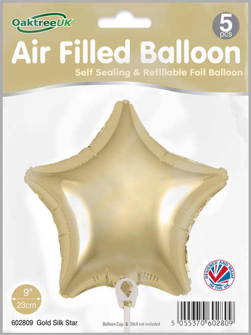 9in Air Filled Foil Balloon Gold Star