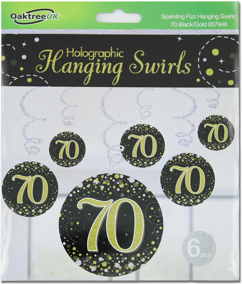 Gold Hanging Swirls Age 70 6pcs