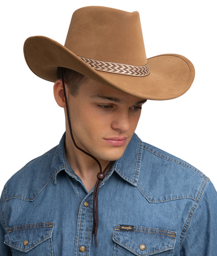 Texan Cowboy Hat Deluxe Suede Brown