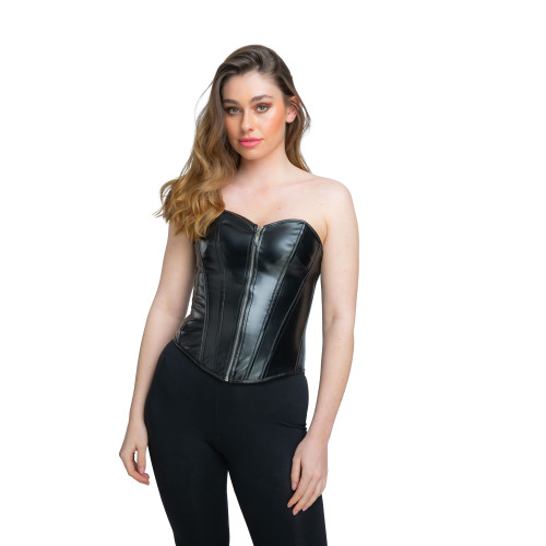 Adult Faux Leather Corset Black XS Size 6 to 8