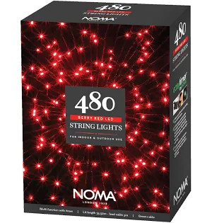 480 LED Red Multifunction String Lights with Green Cable