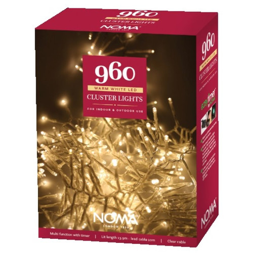 960 LED Cluster Lights Warm White Multifunction Clear Cable