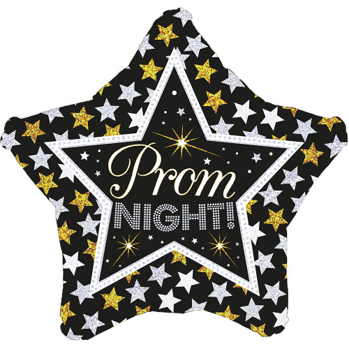 H100 19in Foil Balloon Prom Night Stars Holographic