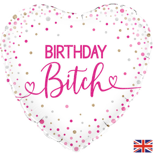 H100 18in Foil Balloon Birthday Bitch Heart