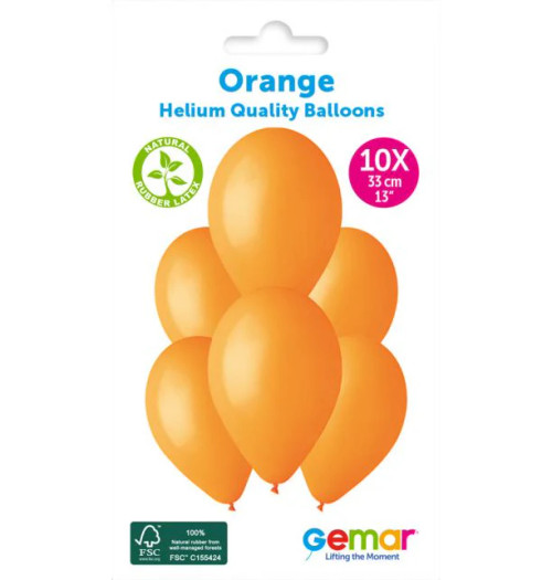 13in Latex Balloons Pk10 Orange