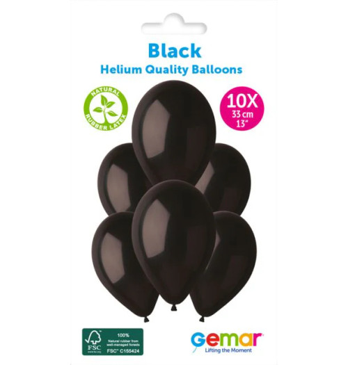 13in Latex Balloons Pk10 Black