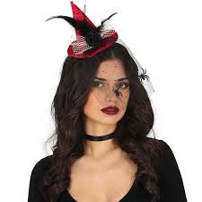 Witch Mini Hat on Headband Red