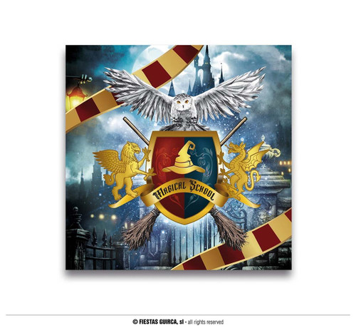 Halloween Magician School Emblem Napkins 33x33cm Pk12