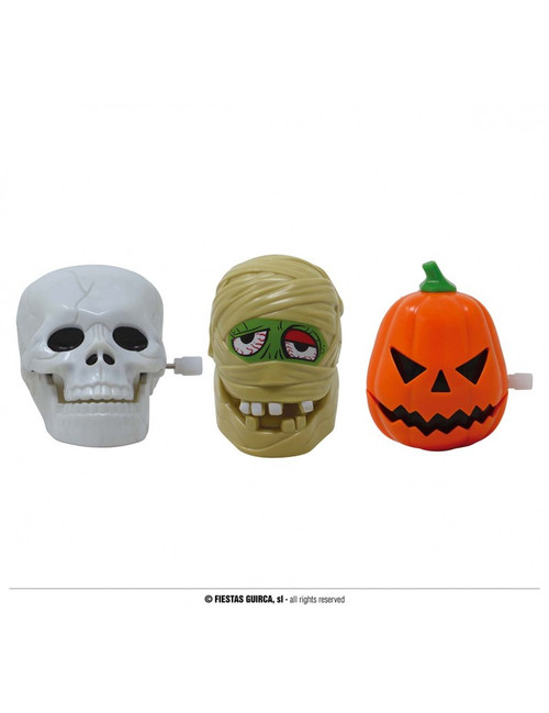 Halloween Wind Up Monsters Choice of Pumpkin Frankenstein or Skeleton 6.5cm