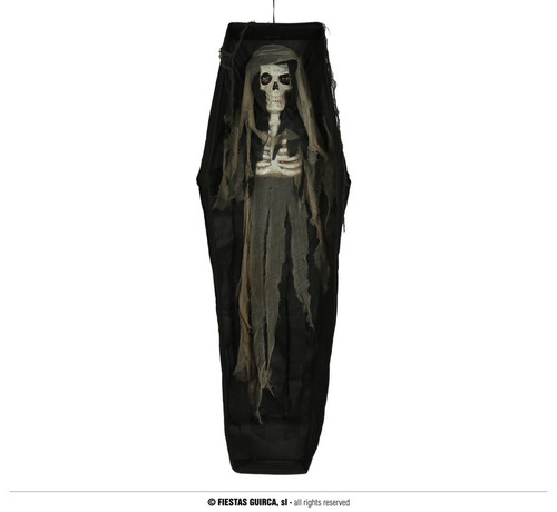 Coffin with Hanging Skeleton 160cm