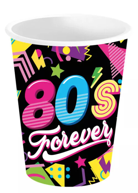 80s Forever Paper Cups 240ml Pk6