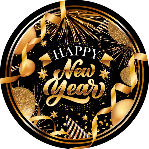 Happy New Year Plates 23cm Pk6