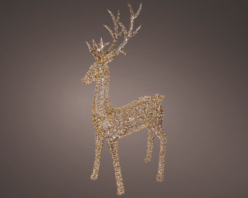 270cm Reindeer 5200 Warm White Micro LED Gold Twist Metal Framed 