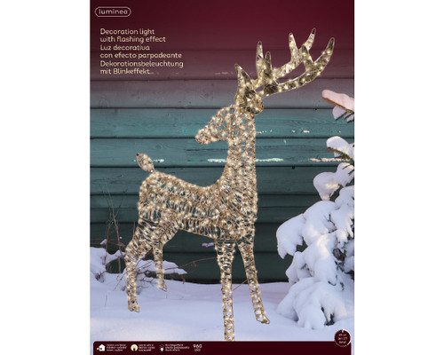 130cm Reindeer 960 Warm White Micro LED Gold Twist Metal Framed 