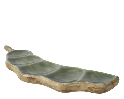 Deco plate mangowood beans with enamel fsc 100%