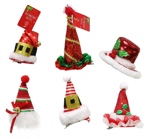 Christmas Clip On Hat 6 Assorted Styles