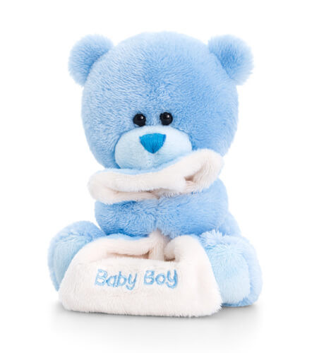 Nursery Bear with Blanket Blue 14cm 