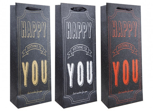 Bottle Bag Happy Birthday to You Silver