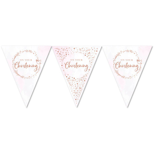 On Your Christening Flag Banner Pink 12ft