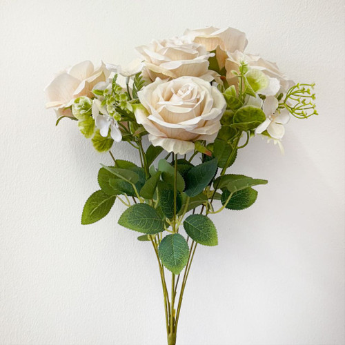 Artificial Rose Bouquet 6 Heads Cream 45cm