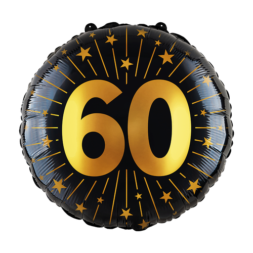 H100 18in Foil Balloon Age 60 Black and Gold
