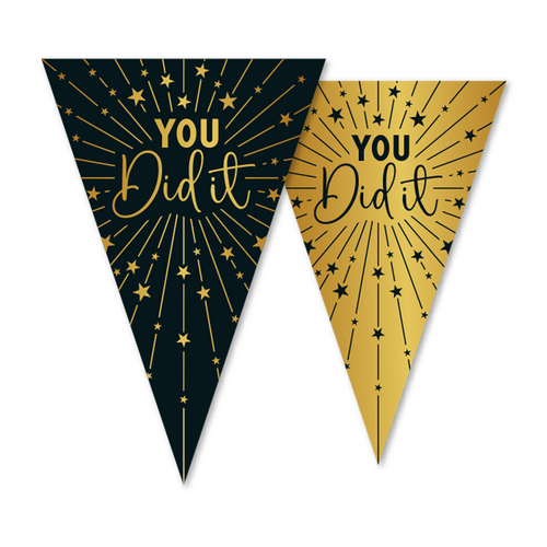 Bunting You Did It Black and Gold 10m x15 Flags at 20x30cm