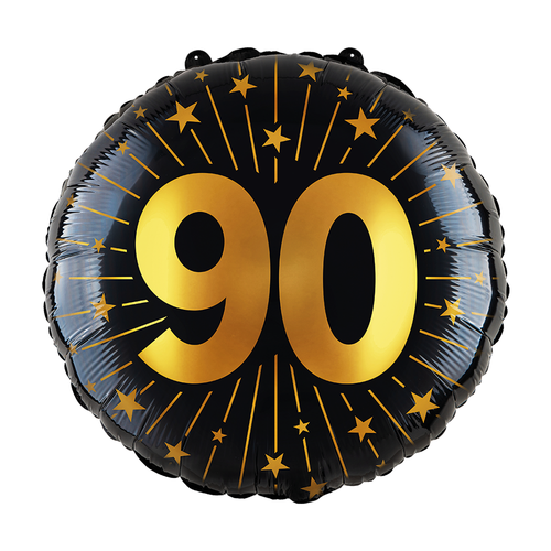 H100 18in Foil Balloon Age 90 Black and Gold