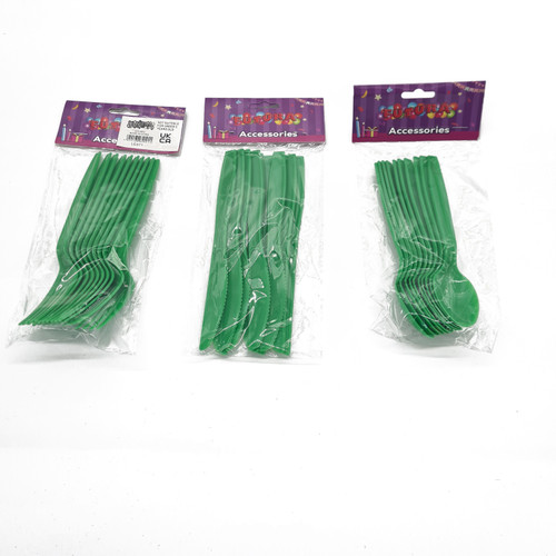 Reusable Plastic Spoons Green Pack 10