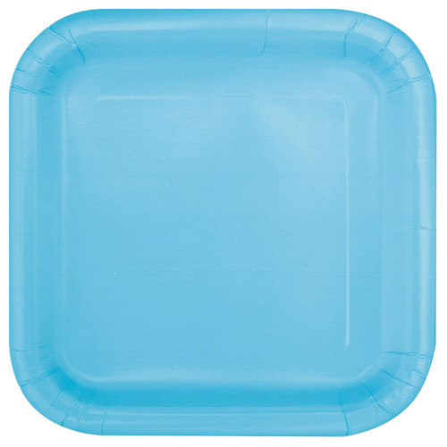 7in Square Plates Powder Blue Pk16