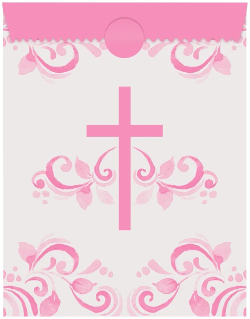 Pink Cross Communion Paper Treat Bag Pk8