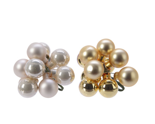 Glass Baubles on Wire Pearl or Gold