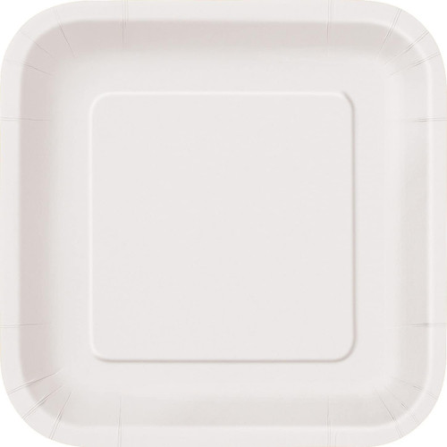 7in Square Plates Bright White Pk16