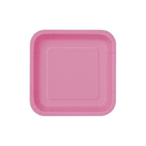 7in Square Plates Hot Pink Pk16